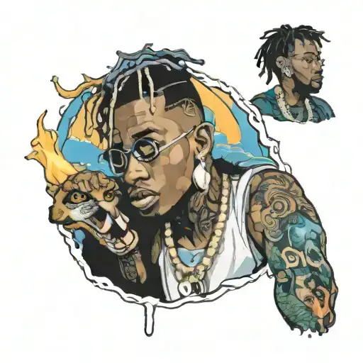 Juice Wrld 999, Young Dolph Dolphin, Nipsey Hussle TMC, Blue Slide Park tattoo design idea