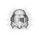 Burning fire engulfing riot police helmet wearing a wizard robe tattoo design idea