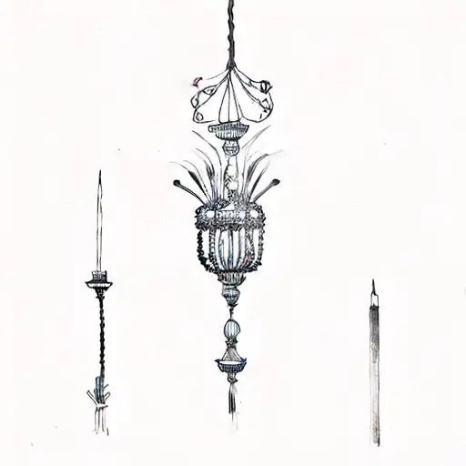 daisy with chandelier underneath tattoo design idea