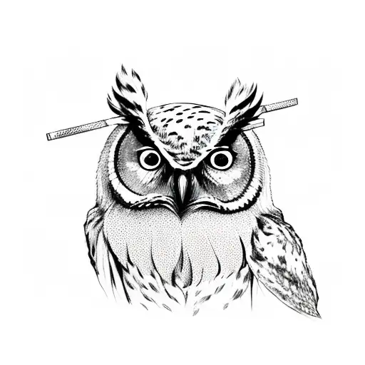 owl with lollipop tattoo design idea