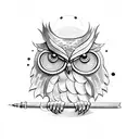 owl with lollipop tattoo design idea