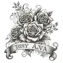 Create a vivid tattoo with images depicting the meanings of my children’s names: Tony, Ava , Emma  tattoo design idea