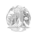 A wide frame Amazon rainforest scene tattoo design idea