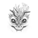 A wide frame Amazon rainforest scene tattoo design idea