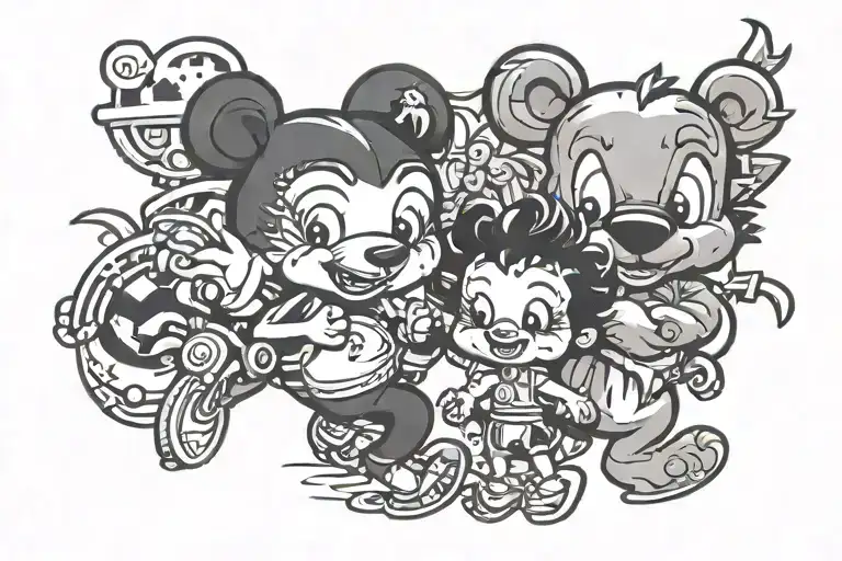 bear and Betty boop tattoo design idea