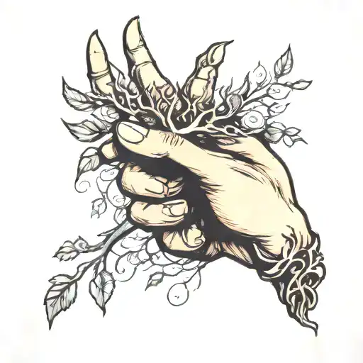 memorial piece that has a hand thats reaching but the fingers turn into vines and branch out  tattoo design idea