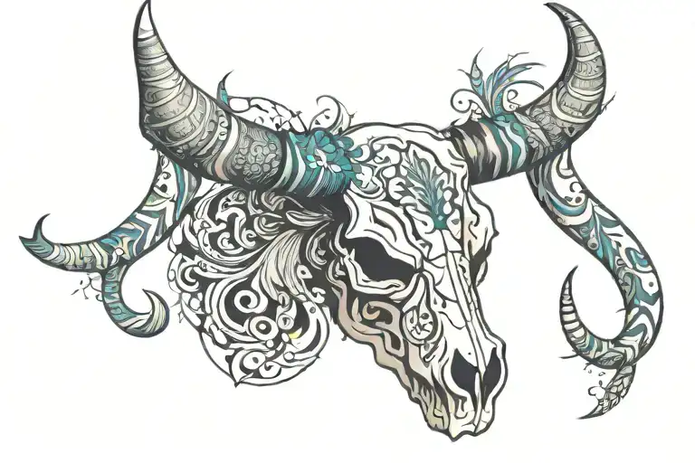 bull skull tattoo design idea