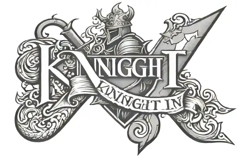 the word knight in tinka babe shadow font on forearm  tattoo design idea