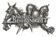the word knight in tinka babe shadow font on forearm tattoo design idea