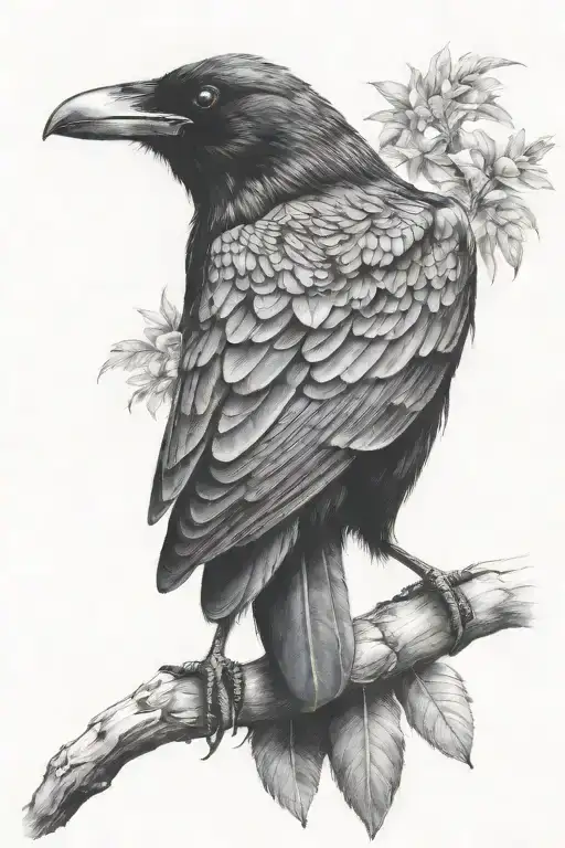 crow flying tattoo design idea