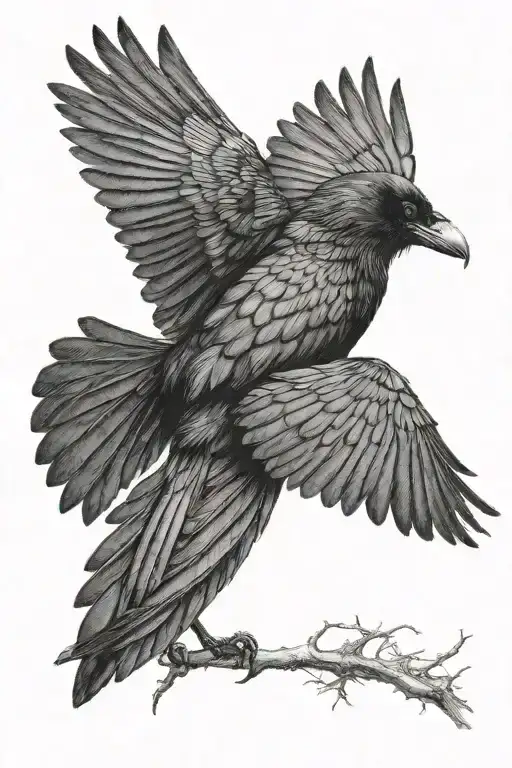 crow flying tattoo design idea