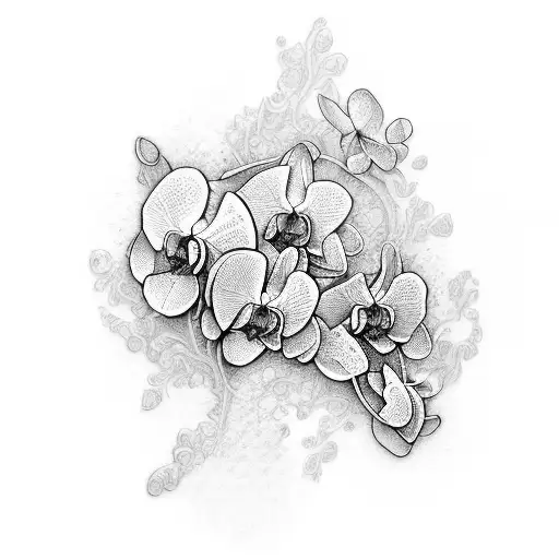 cataleya orchids and pocket clock tattoo design idea