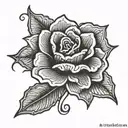 a flower with a sewing neede patch and thread weaving tattoo design idea
