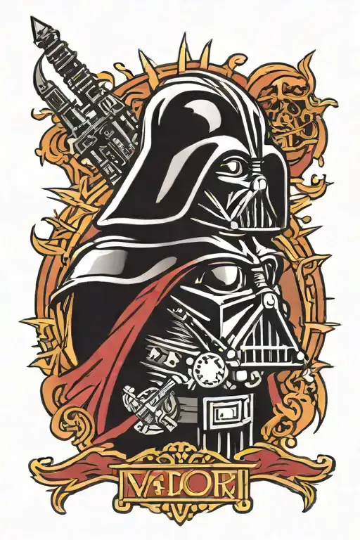 Dark vador star wars sith logo integrated tattoo design idea