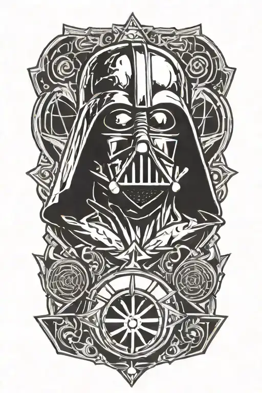 dark vador star wars imperial logo merged together showcasing the client's tattoo design idea