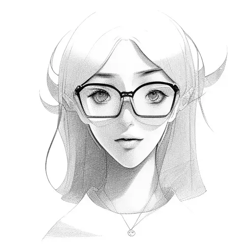 Programmer girl with glasses tattoo design idea