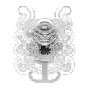 japanese oni mask with a snake tattoo design idea