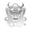 japanese oni mask with a snake tattoo design idea