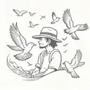 Luffy's hat with doves flying away tattoo design idea