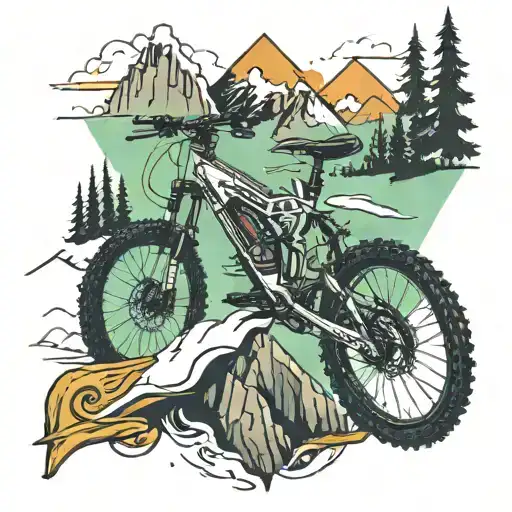 Mountain biking, and skiing tattoo design idea
