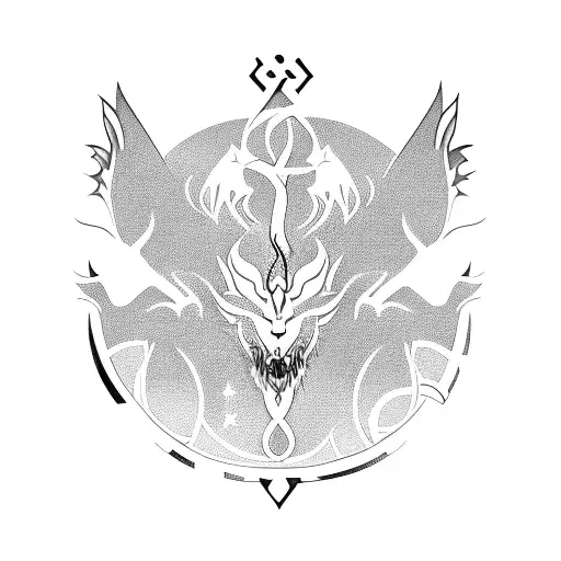 Yggdrasil tree with nordic dragon flying above and nordic wolf howling below and laurel wrapping around the tree tattoo design idea