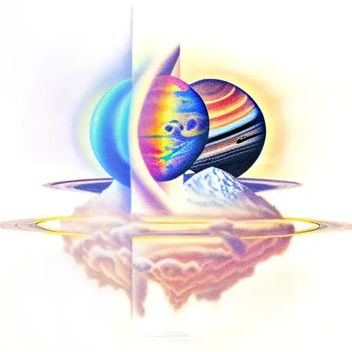 saturn and pluto tattoo design idea