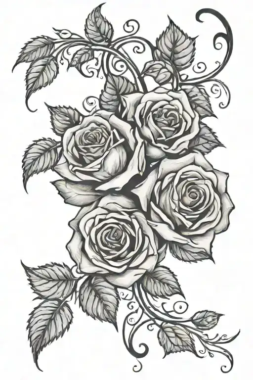 roses hanging black ivy vines tattoo design idea