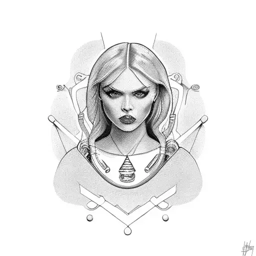 Portrait of a famous female pop culture icon with a feminist twist tattoo design idea