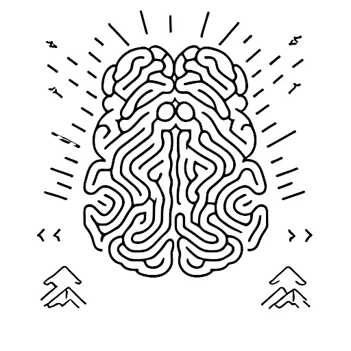 A marathon runner's silhouette with a brain inside tattoo design idea