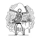 A marathon runner's silhouette with a brain inside tattoo design idea