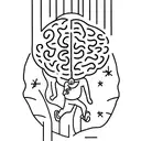 A marathon runner's silhouette with a brain inside tattoo design idea