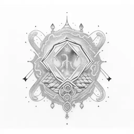 Incorporate a mystical blue aura around a silhouette of Baco Exu do Blues tattoo design idea