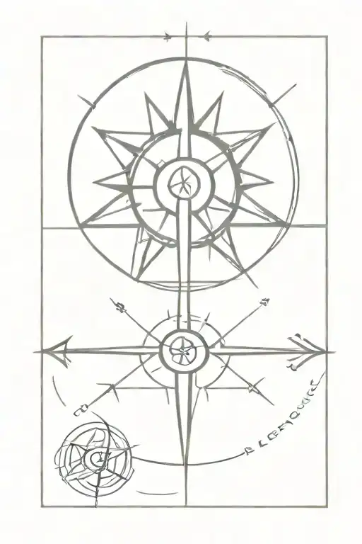 weather vane compass rose tattoo design idea