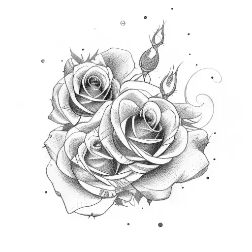 craneo con rosas y luna  tattoo design idea