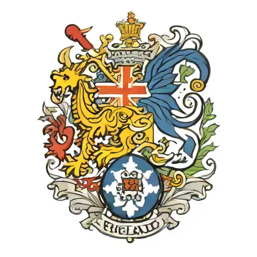 England football crest with St George's flag intertwined tattoo design idea
