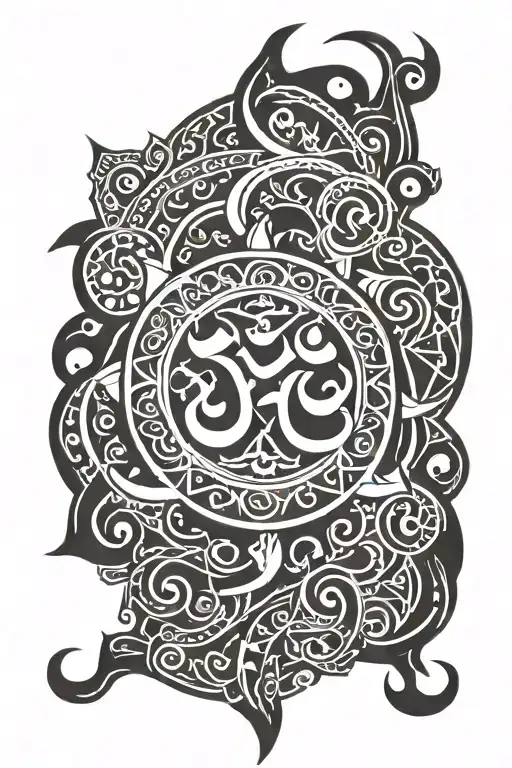 trishu tattoo om and Trishul symbol intertwined tattoo design idea