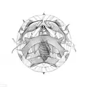 dead fish tattoo design idea