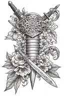 sword and sweet williams tattoo design idea