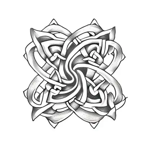 Celtic knot with a roses around it and racing horses along the bottom tattoo design idea