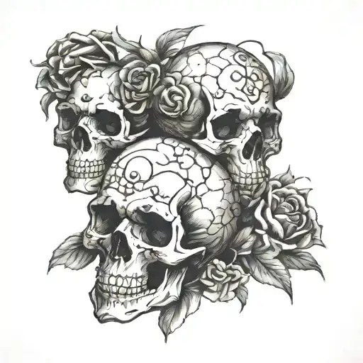 skulls facing each other tattoo design idea