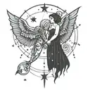 Gemini constellation, moon rising,  tattoo design idea