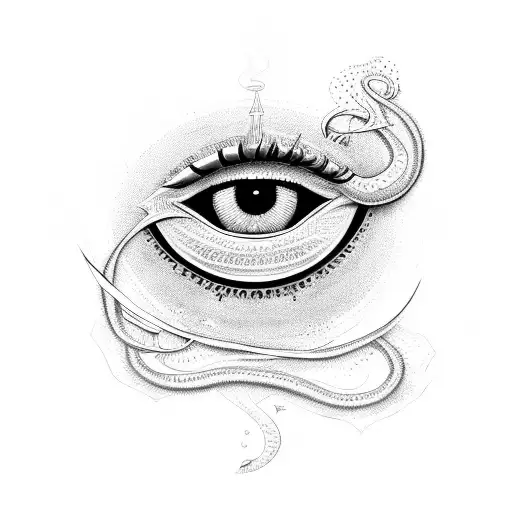 evil eye with snakes tattoo design idea
