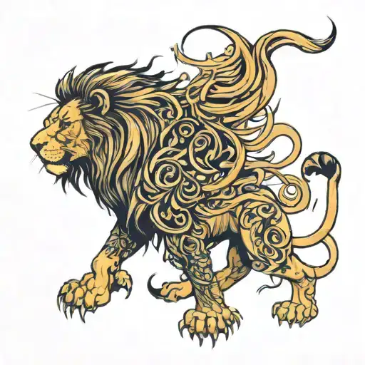 A lion who has overcome all difficulties and been betrayed tattoo design idea