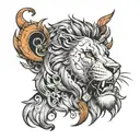 A lion who has overcome all difficulties and been betrayed tattoo design idea