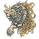 A lion who has overcome all difficulties and been betrayed tattoo design idea