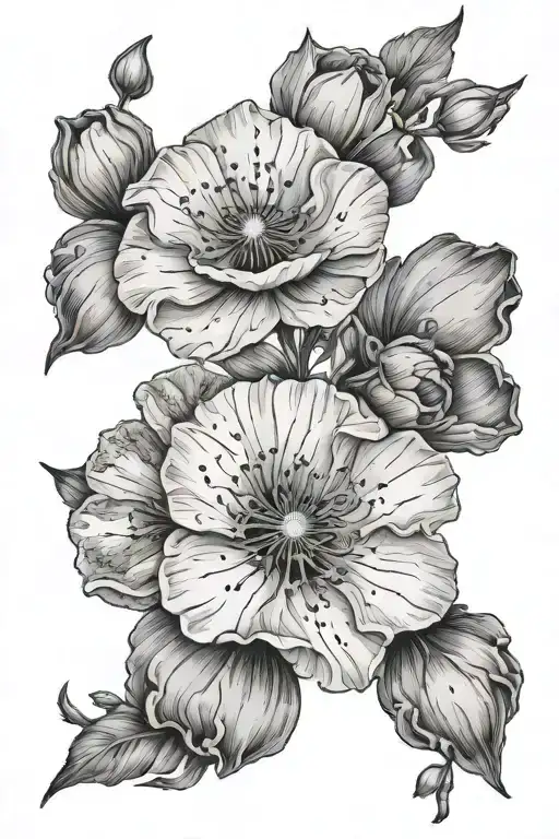 taurus constellation represented by poppies blooming tattoo design idea