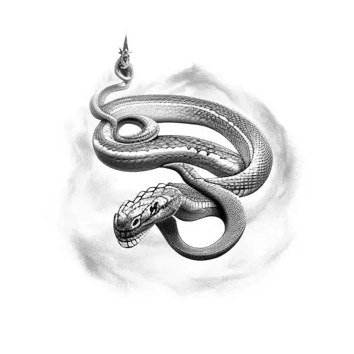 Fantasy beautiful snake tattoo design in colors:: black on white:: highly detailed, realistic, 8k render tattoo design idea