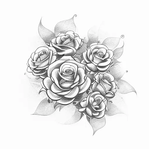 A dotwork tattoo of a snake coiling around a bouquet of flowers, with a sketchy and artistic feel tattoo design idea