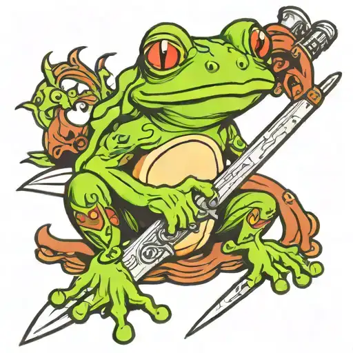 frog holding sword tattoo tattoo design idea