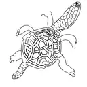 A minimalist tattoo featuring a turtle swimming gracefully in a sea of code tattoo design idea